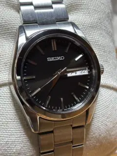 SEIKO メンズ腕時計 デイデイト クォーツ ブラック文字盤 箱付き