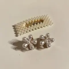 パールヘアピン　お花クリップ