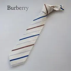 バーバリー ネクタイ 生成色 レジメンタル柄 定番【n7191】