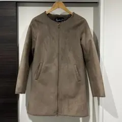 ブラウン ムートンコート ロング丈