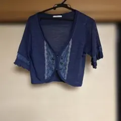 axesfemme アクシーズファム ネイビー 半袖カーディガン ボレロ レース