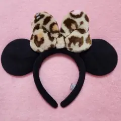 ディズニー カチューシャ ミニー リボン ピンク ヒョウ柄 レオパード