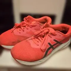 アシックス　スニーカー　24cm ユーズド　赤　オレンジ