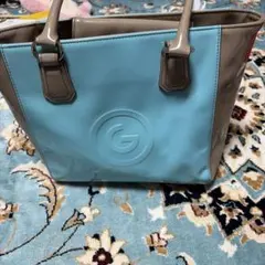 GRES トートバッグ パテントレザー ライトブルー ベージュ