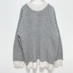 ヘリンボーン柄 ニット セーター【M】ビッグシルエット クルーネック ゆったり