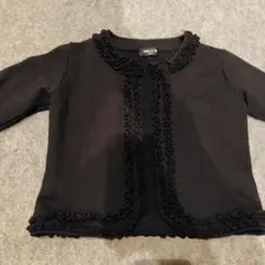 未使用品　Kids　Girls　120cm　フリル付き黒カーディガン(やや厚手)