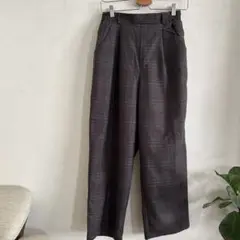 サマンサモスモスグレー系チェック ワイドパンツ　フリーサイズ　秋冬