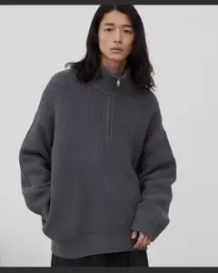 WYM LIDNM HALF ZIP AZE KNIT Mサイズ　グレーのサムネイル