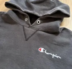 90s チャンピオン 前V フェードブラック スウェットパーカー ビンテージレア