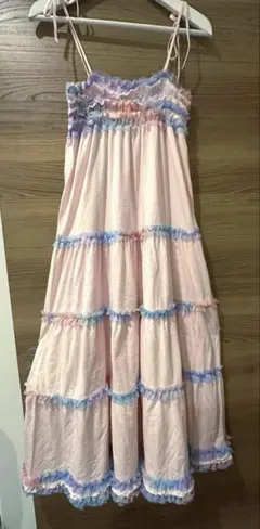 値下げgelato piqueジェラートピケフリルロングワンピ　パステルカラー