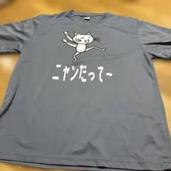 おもしろギャグTシャツ 猫 ニャンだってー グレー LLサイズ