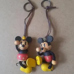 ★レトロ★箱入りDisney ミッキーマウス 木製フィギュア　大中２体セット ヤングエポック ディズニー ミッキーマウス ミニーマウス 木製