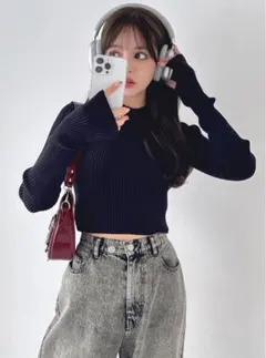 GRL サムホール付きショート丈ニットトップス[k9230f]