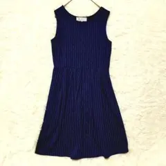 ロペピクニック】 ノースリーブ ワンピース　ネイビーストライプ　ウエスト切り替え