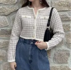 dazzlin ツイードライクショートニットジャケット