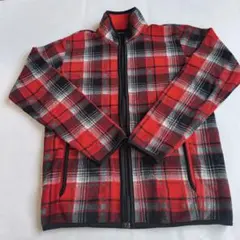 ユニクロ フリースジャケット チェック 赤 M フルジップ
