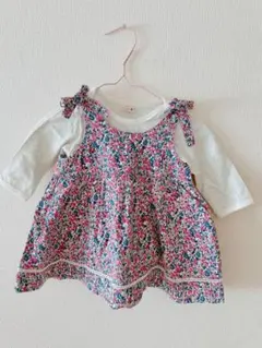 プティマイン　花柄ワンピース&ロンパースセット　80