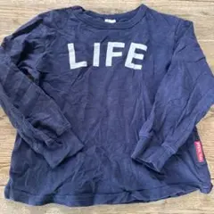 LIFE文字入り長袖カットソー ネイビー