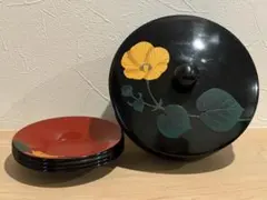 琉球漆器 菓子器と盆皿 ゆうなの花 朱塗り - メルカリ