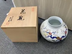 共箱付き 宮内庁御用達 深川製磁 染錦 梅文 大花瓶 壺