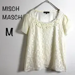 ミッシュマッシュ レディース半袖ブラウス レース・花柄 チュール フェミニンM