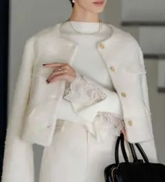 袖レース ニット