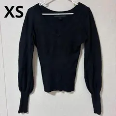 【XS】ブラック Vネックセーター　ニット　可愛い　おしゃれ　デート　女性