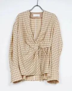 Mame SUMMER WOOL PLAID WRAP-FRONT TOPのサムネイル