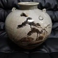 茶壺 耳付 古唐津 古薩摩 黒高麗 李朝 骨董 古玩 時代物 高21.7cm 李氏朝鮮 黒高麗塩笥壺 | 骨董と詩学 Antique & Poetics | 蛇韻律