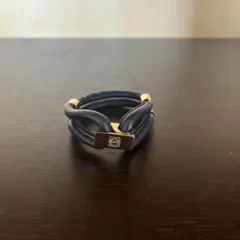 ロエベ ダブル ブレスレット アナグラム レザー 黒 ブラック ダブル