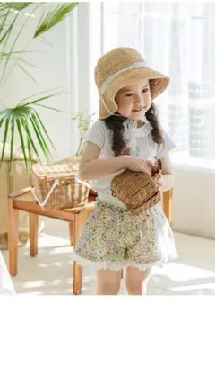 新品未使用*ダブルウェスト 花柄フリル付きショートパンツ