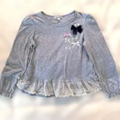 エニィファム　カットソー　ロンT リボン グレー　140