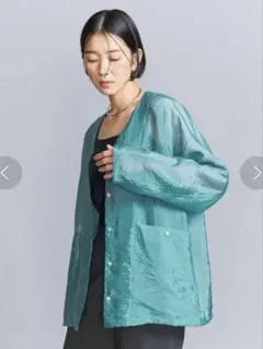 【定価1.48万】ユナイテッドアローズ シャンブレーオーガンジー 緑グリーンのサムネイル