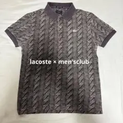 ［日本製］LACOSTE ラコステ ケーブル柄ニット ポロシャツ グレー