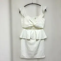 訳あり　セクシー キャバドレス ミニワンピース 白 フリル ペプラム レース
