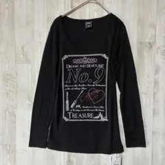CECIL McBEE ロンT ラインストーン ロゴ 黒 M