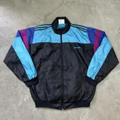 90s adidas ナイロンジャケット マルチカラー 刺繍ロゴ　古着