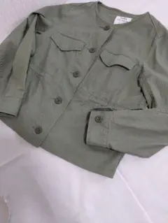 綿麻カジュアルジャケット　カーキ　コーエン