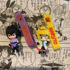佐助　波風ミナト　3Dキーホルダー　ストラップ　2個セット　キーリング　訳あり品