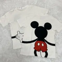 ミッキー プリント Tシャツ 半袖 白 M メンズ L レディース ペアルック