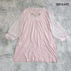 ZIN KATO ジンカトウ レース刺繍 チュール袖チュニック 42 LLのサムネイル