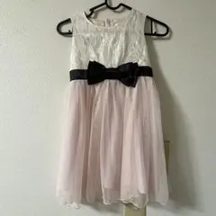 リボン付きドレス★サイズ120cm ホワイト・ピンク