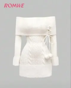 SHEIN ニットワンピ オフショルダー ベージュ47686041