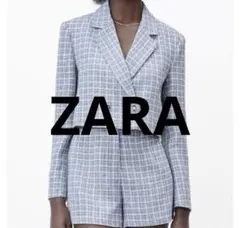 ZARA チェック柄 クロップドジャケット ショートパンツ セットアップ