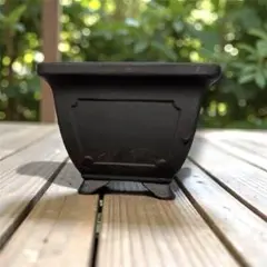 黒い角型陶器植木鉢　1個　テラコッタ鉢　リメイク鉢