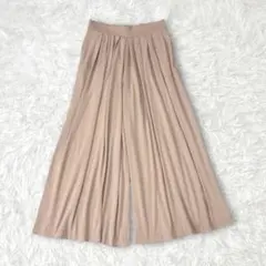 ユニクロ　タックフレアスカンツ ワイドパンツ ドレープ　ベージュ　サイドポケット