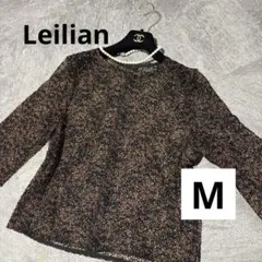 【美品】レリアン、ラメトップス、ブラウス、メッシュニット、ブロンズブラックM