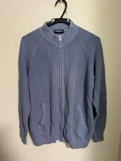 【UNIQLO】ユニクロ ライトブルー ジップアップニット S 水色 古着