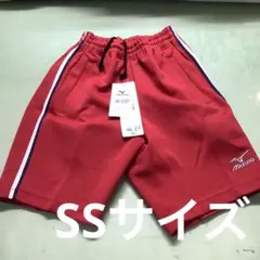 体操服　短パン　ハーフパンツ　ミズノ　レッド/白黒ライン　SSサイズ