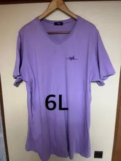 6L 蝶々プリント Vネック Tシャツ パープルのサムネイル